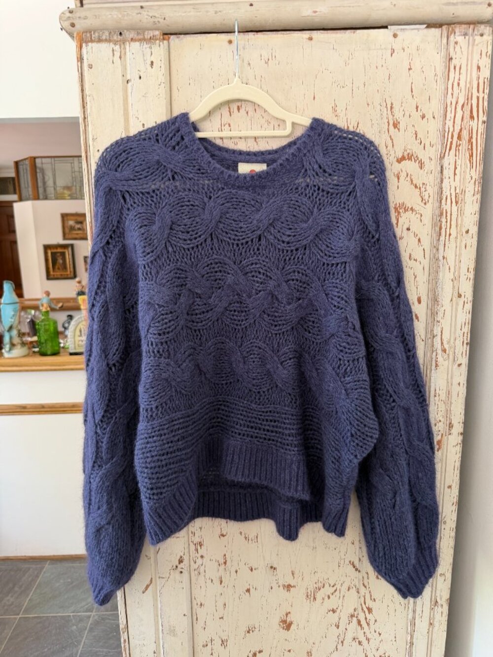 FARM Rio Navy Cable Knit Scoop Neck Sweater - Picture 3 of 6